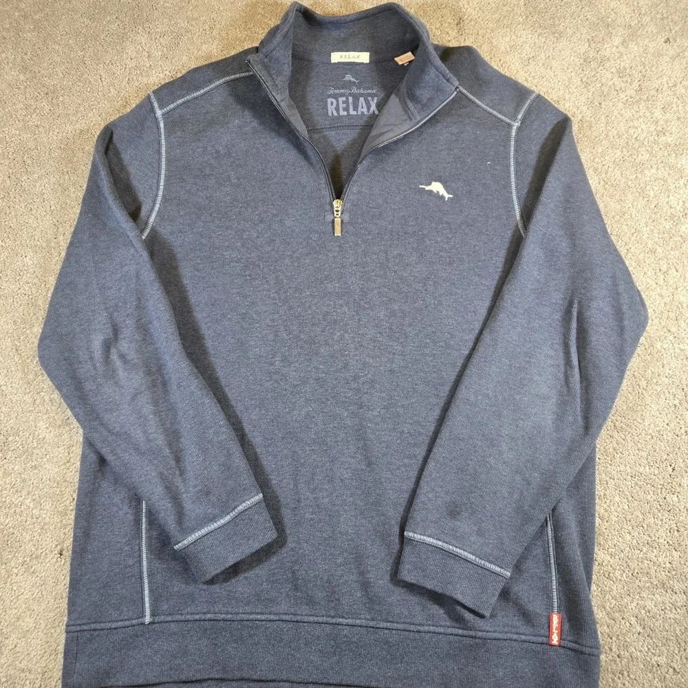 Tommy Bahama Mens 1/4 Zip Navy Pullover Sweater Size XL